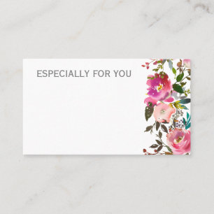 Carte De Visite Boutique de fleurs   Message du fleuriste Bouquet