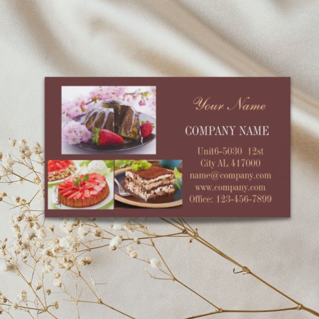 Carte De Visite Boutique de gâteau de dessert moderne (Modern dessert cupcake cake bakery business card)