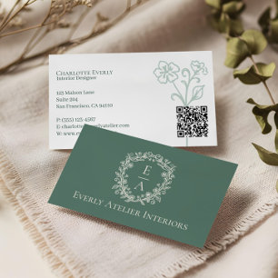 Carte De Visite Boutique de Luxe Élégant Logo à Armoiries de Monog