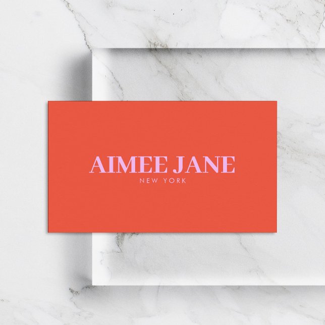 Carte De Visite Boutique De Luxe Minimaliste Gras Orange/Rose (Créateur téléchargé)