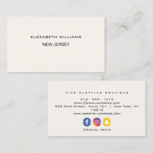 Carte De Visite Boutique de Luxe Minimaliste Personnalisée Ivoire