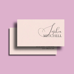 Carte De Visite Boutique de Maquillage Féminin Script Minimal Rose