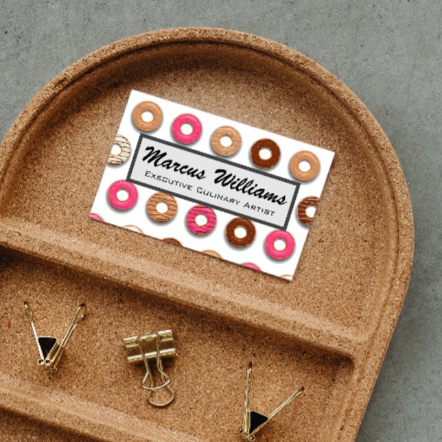 Carte De Visite Boutique de pâtisserie | Motif de Donut (Créateur téléchargé)