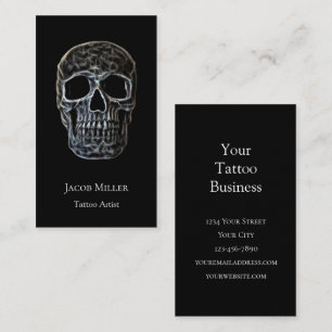 Carte De Visite Boutique De Tatouage Gothique Noir Et Blanc Du Crâ