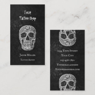 Carte De Visite Boutique De Tatouage Gothique Tête De Crâne Noir