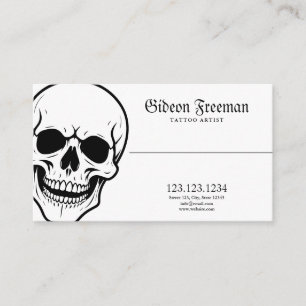 Carte De Visite Boutique de tatouage noir et blanc foncé