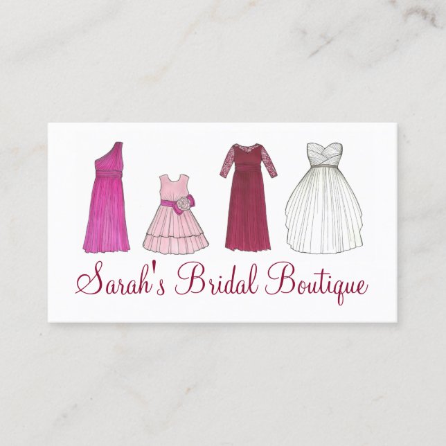 Carte De Visite Boutique de vêtements pour Mariage de mariée (Devant)