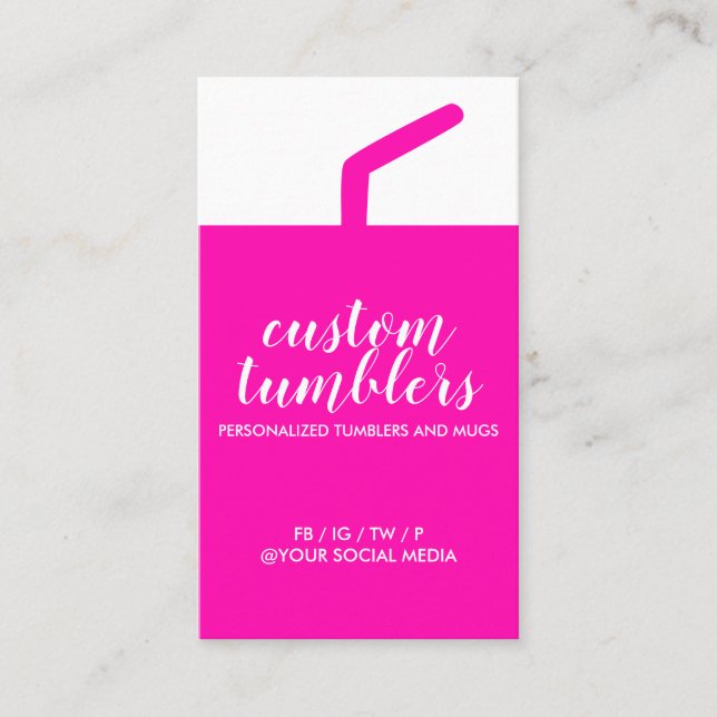 Carte De Visite Boutique de voyage Tumbler rose vertical (Devant)