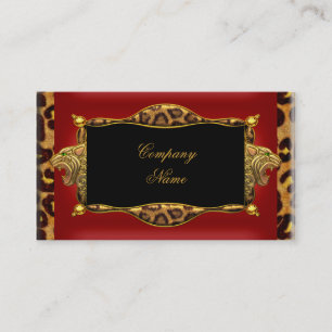 Carte De Visite Boutique élégante Leopard Red Black Gold 6