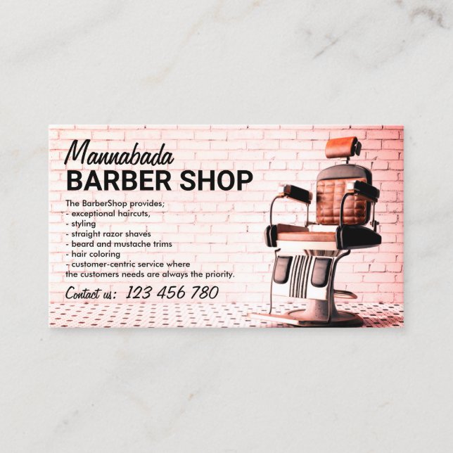 Carte De Visite Boutique en coiffure photo personnalisée rose (Devant)