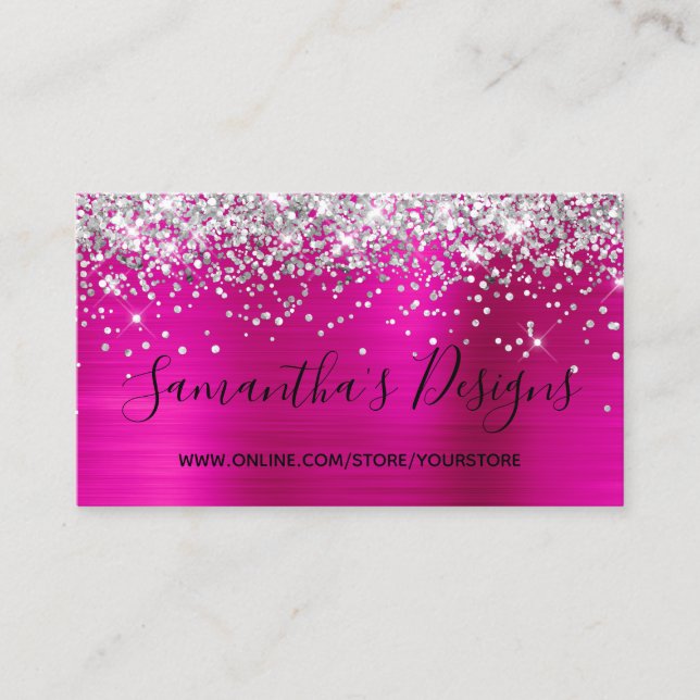 Carte De Visite Boutique en ligne de Parties scintillant d'argent  (Devant)