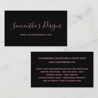 Carte De Visite Boutique en ligne noir et rose clair