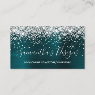 Carte De Visite Boutique en ligne Parties scintillant d'argent noi