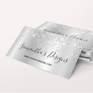 Carte De Visite Boutique en ligne Sparkly Silver Confetti Parties 