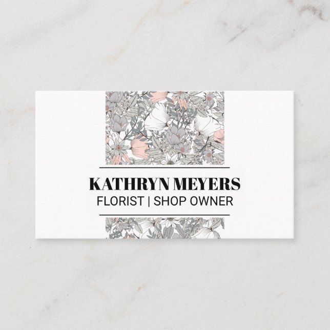Carte De Visite Boutique Fleurs | Motif de fleurs botaniques (Devant)