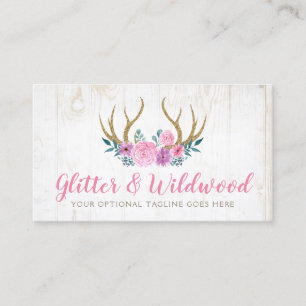 Carte De Visite Boutique florale rustique d'andouillers en bois et