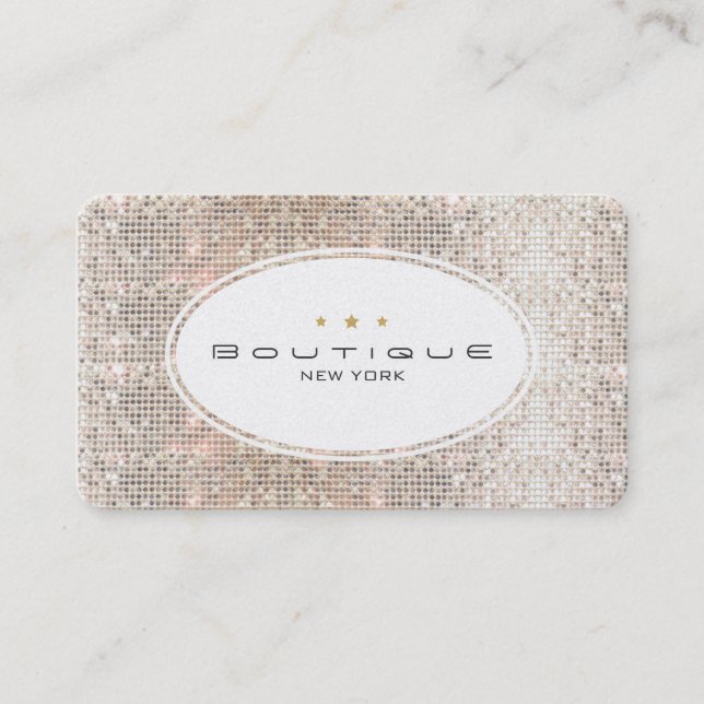 Carte De Visite Boutique Fun & Cute Fashion Faux Sequins Argent (Devant)
