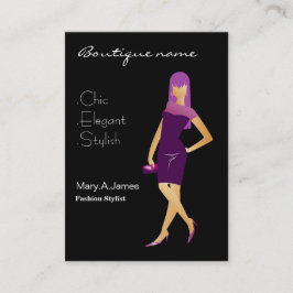 Carte De Visite boutique glamourante de mode violet
