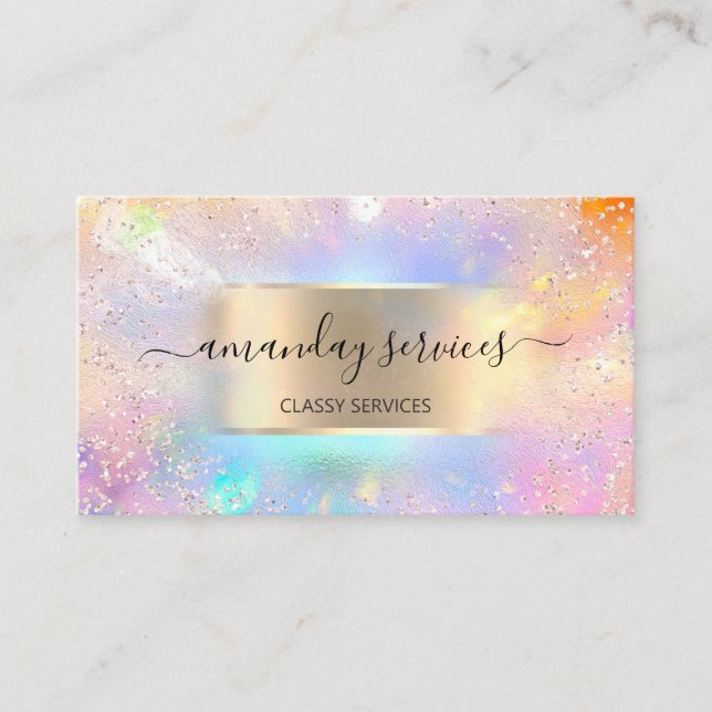 Carte De Visite Boutique Holographe maquillage or Confetti Boutiqu (Devant)