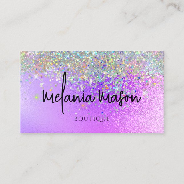 Carte De Visite Boutique Holographique moderne Parties scintillant (Devant)
