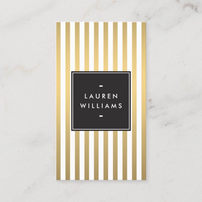 Carte De Visite Boutique Luxe Gold Stripes, Mode, Beauté (Devant)