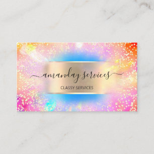 Carte De Visite Boutique Magasin Maquillage ongles Confetti Hologr