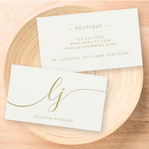 Carte De Visite Boutique minimaliste luxe ivoire or élégant