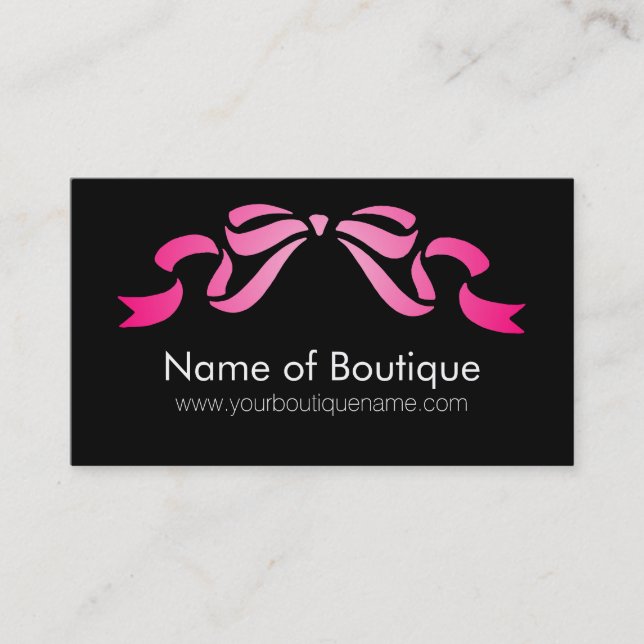Carte De Visite Boutique moderne Ruban rose et noir fille (Devant)
