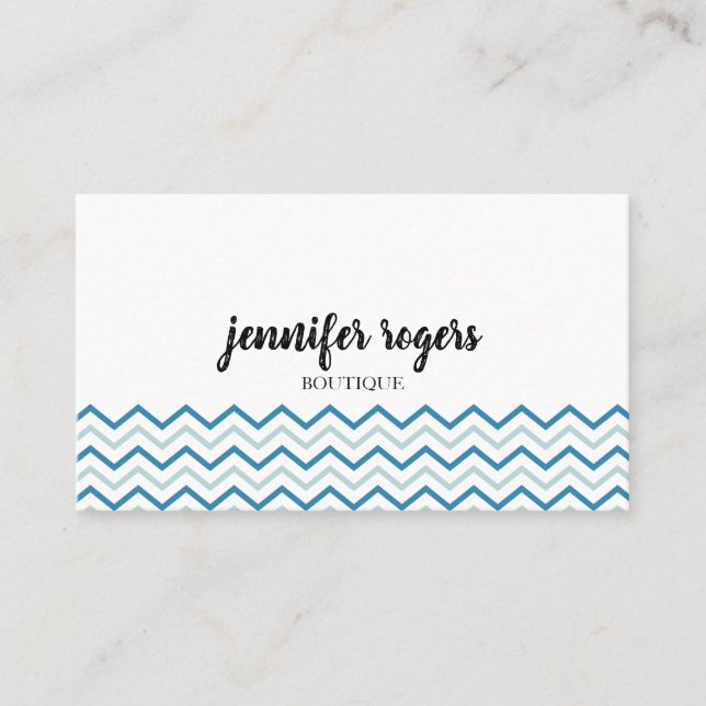 Carte De Visite Boutique Motif Aqua Blue Chevron (Devant)