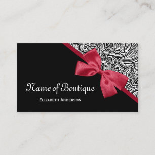 Carte De Visite Boutique Paisley à Ruban Rose