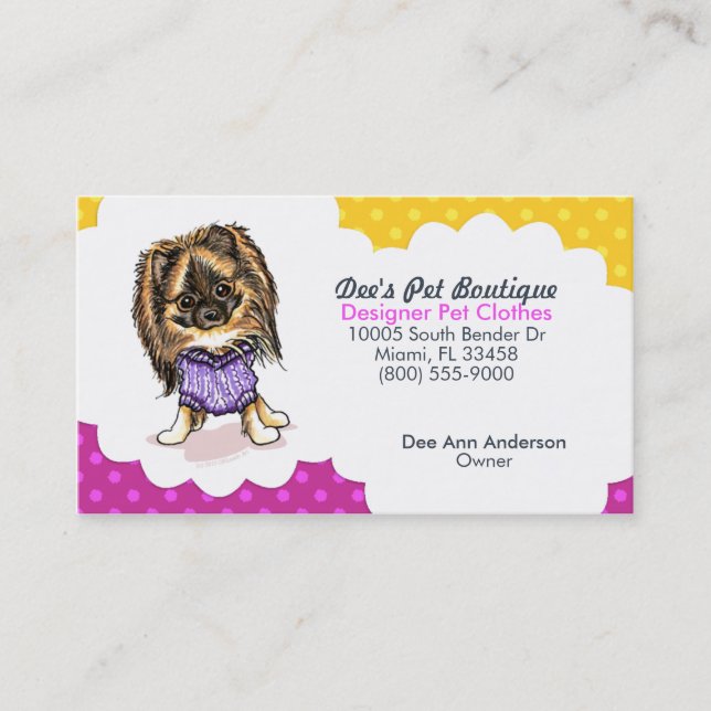 Carte De Visite Boutique pour animaux de compagnie design Pomerani (Devant)