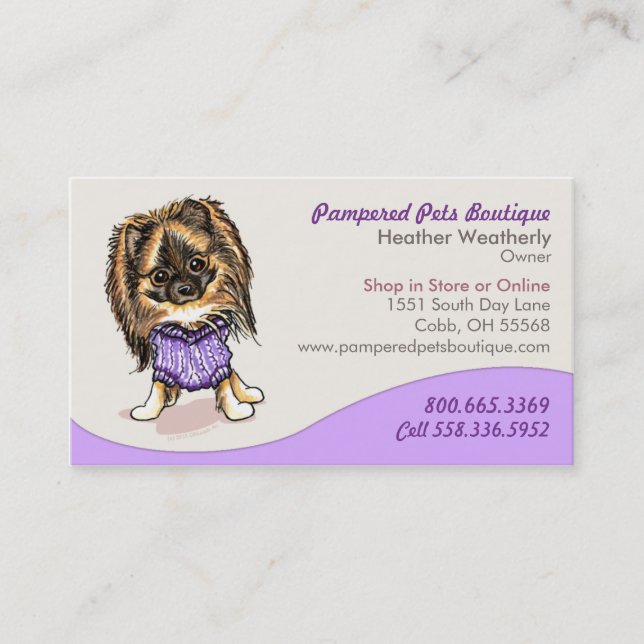 Carte De Visite Boutique pour animaux de compagnie Pomeranian tend (Devant)