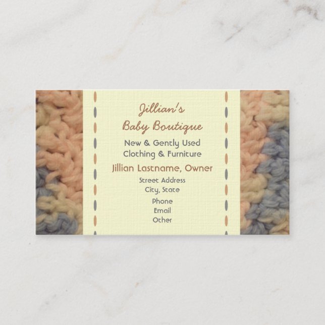 Carte De Visite Boutique pour bébés - Crochet Blanket pour bébés (Devant)