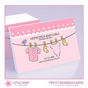 Carte De Visite Boutique pour bébés filles roses