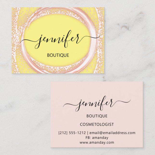 Carte De Visite Boutique Professionnelle Boutique Beauté Rose Jaun (Devant / Derrière)