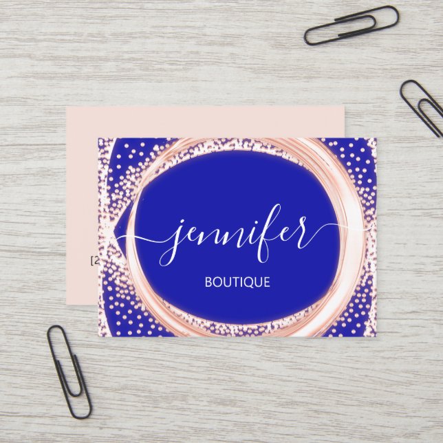 Carte De Visite Boutique professionnelle maquillage Beauté rose Ro (Devant/Arrière en situation)