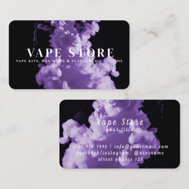 Carte De Visite Boutique Vape Tabac Cigarette (Devant / Derrière)