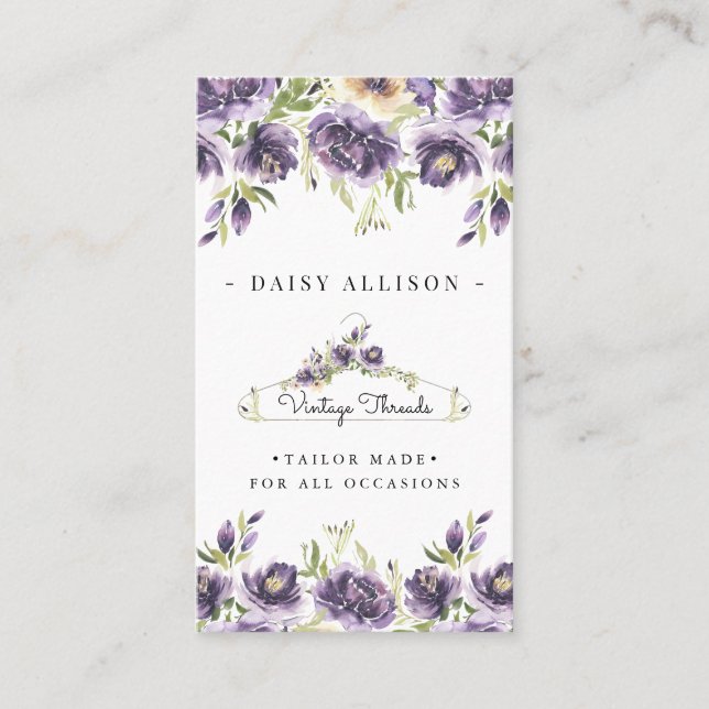 Carte De Visite Boutique Vêtements | Logo du cintre à fleurs (Devant)