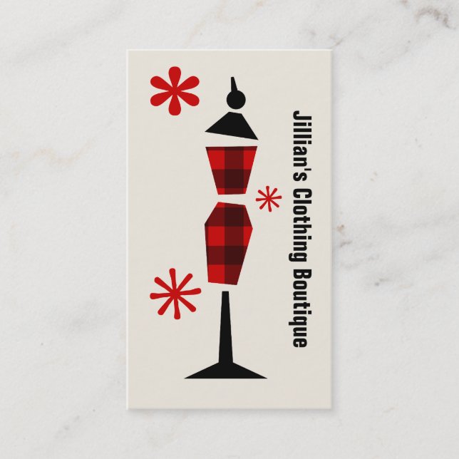 Carte De Visite Boutique Vêtements - Plaid Rouge & Noir (Devant)