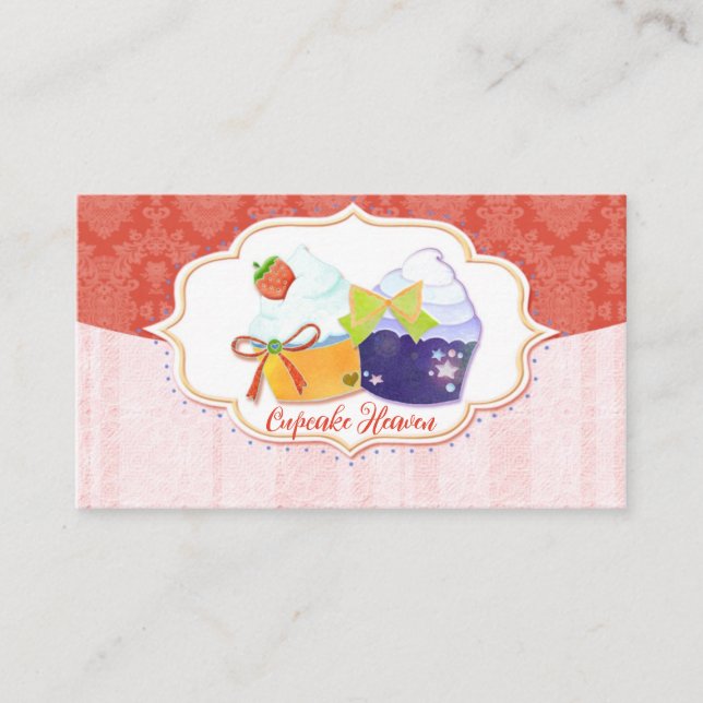 Carte De Visite Boutiques De Cupcake Chic Whimsical (Devant)