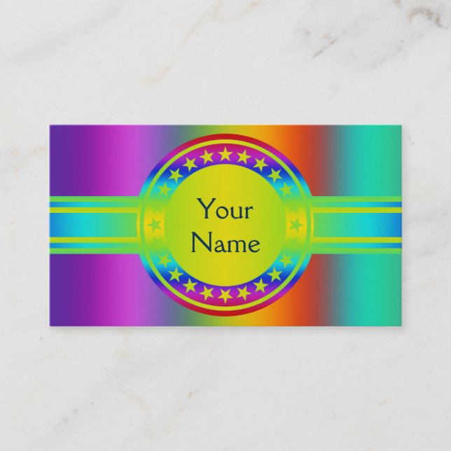 Carte De Visite Bouton Banner Stars - couleur néon + vos idées (Devant)