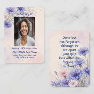 Carte De Visite Bouton de Célibataire Bleu Memento de Prière