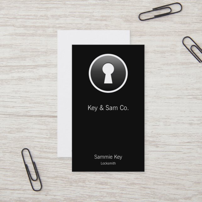 Carte De Visite Bouton-style de trou de la serrure (Devant/Arrière en situation)