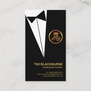 Carte De Visite Boutonnière Black Tuxedo Gold Chauffeur Boutonnie