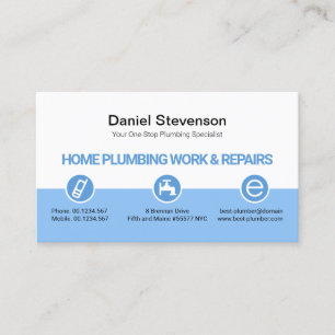 Carte De Visite Boutons d'icône de plomberie en calques bleus ré
