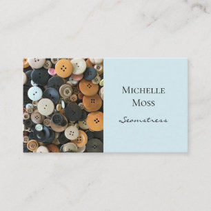 Carte De Visite Boutons Fashion Seamstress Bleu