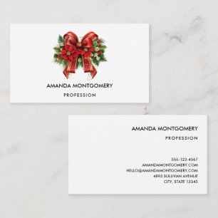 Carte De Visite Bow de Noël Festif Rouge et Or