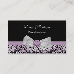 Carte De Visite Bow dentelle violette Rose avec Motif Cheetah