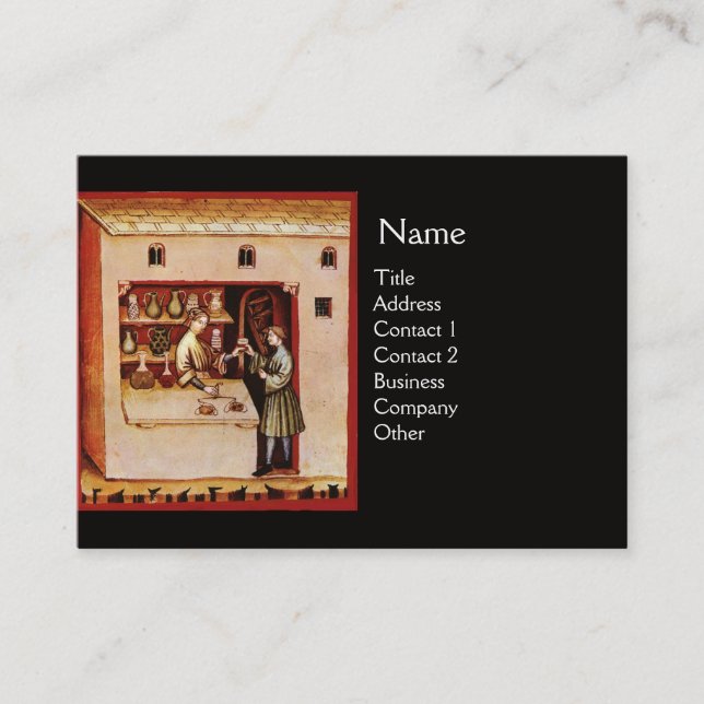 Carte De Visite BOWL OF HYGEIA MONOGRAM Medicine, Pharmacie, noir (Devant)