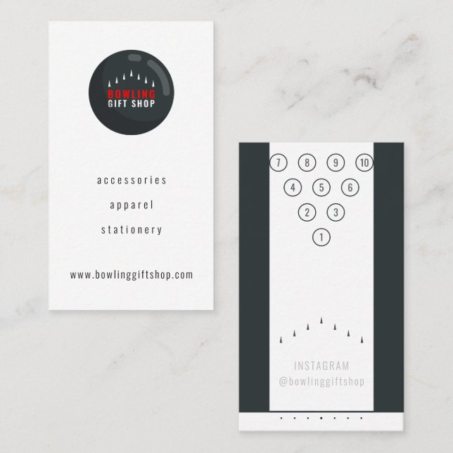 Carte De Visite Bowling | Ligne de déplacement de la goutte de Bow (Devant / Derrière)
